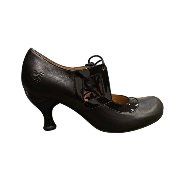 John Fluevog Shoes - New John Fluevog Bellevue Vestal Mary Jane with Lace Cut Outs Black Heels 10.5